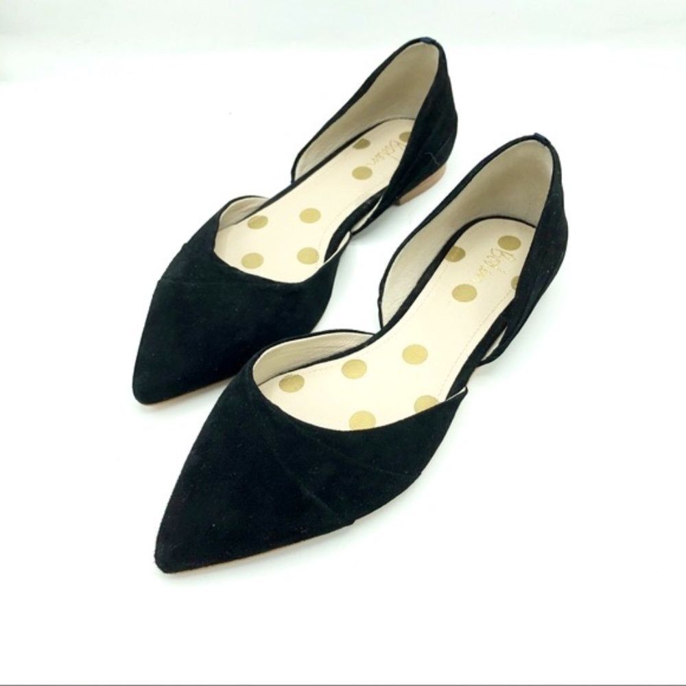 Boden Black Suede Henrietta D'Orsay Ballet Flats